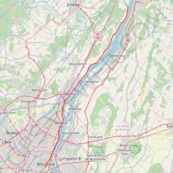 Trace GPS Montréal - Lanoraie, itinéraire, parcours