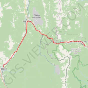 Trace GPS Fernie - Blairmore, itinéraire, parcours