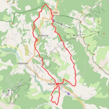 Trace GPS VTT_SEYNE-23-camping- selonnet-la-blanche 30 km 860 m d+, itinéraire, parcours