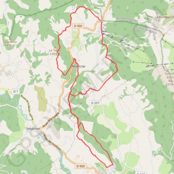 Trace GPS Tour du Château de Montclar, itinéraire, parcours