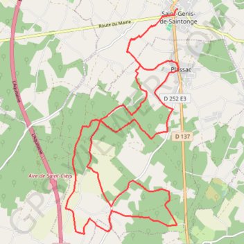 Trace GPS St Genis de Saintonge n°13 25 kms, itinéraire, parcours