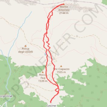 Trace GPS Monte Antoroto, itinéraire, parcours