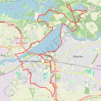 Trace GPS Décines-Charpieu Cyclisme, itinéraire, parcours