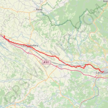 Trace GPS Naurouze - Carcassonne (Canal du Midi), itinéraire, parcours