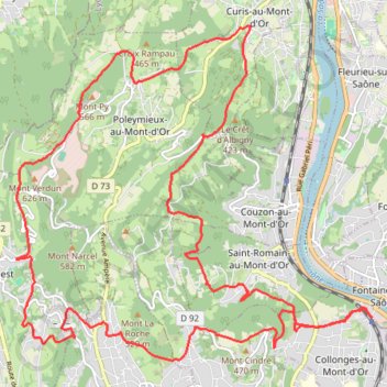 Trace GPS Tour intérieur des Monts d'Or, itinéraire, parcours
