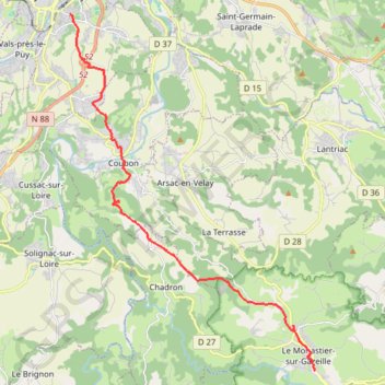 Trace GPS Le Puy - Le Monastier, itinéraire, parcours