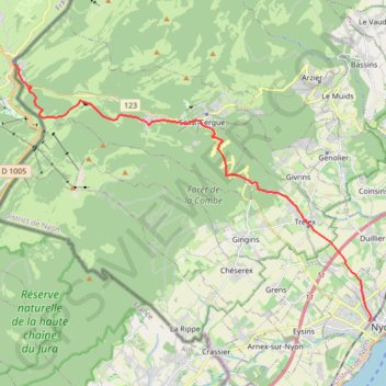 Trace GPS GR 5 : La Cure - Nyon, itinéraire, parcours
