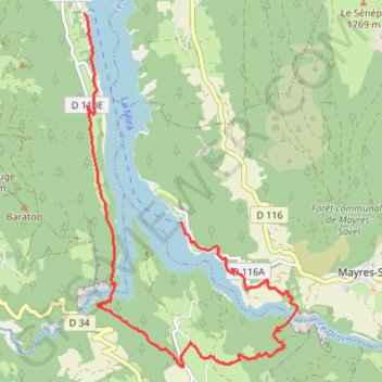 Trace GPS Tour des Passerelles du Monteynard, itinéraire, parcours