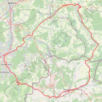 Trace GPS Suisse et Gaule, de Porrentruy à Dannemarie, itinéraire, parcours