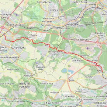 Trace GPS En suivant la Bièvre de Saint-Quentin-en-Yvelines à Igny, itinéraire, parcours
