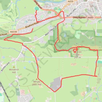 Trace GPS Otley Chevin, itinéraire, parcours