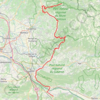 Trace GPS Itinéraire de Station du Mont Serein, Beaumont-du-Ventoux à Moulin De Vernègues, Mallemort, itinéraire, parcours
