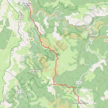 Trace GPS De Florac à Barre des Cévennes, itinéraire, parcours