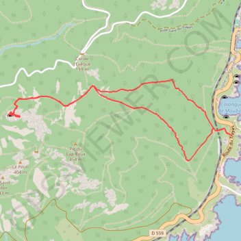 Trace GPS Esterel Grotte Saint Honorat, itinéraire, parcours