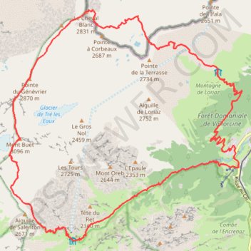 Trace GPS Mont Buet et Le Cheval Blanc en boucle depuis Le Buet, itinéraire, parcours