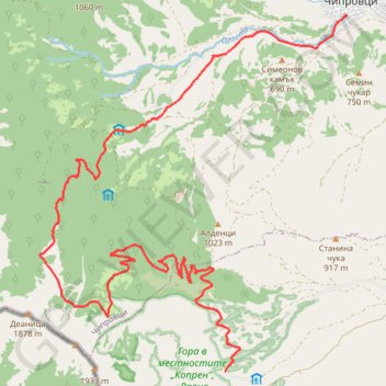 Trace GPS Kopren-Chiprovtsi, itinéraire, parcours