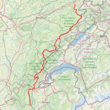 Trace GPS Grande Traversée du Jura (GTJ) à pied intégrale, itinéraire, parcours