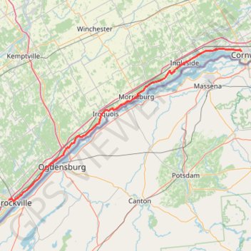Trace GPS Brockville - Cornwall, itinéraire, parcours