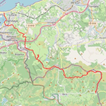 Trace GPS Étape 01 Hendaye - Col de Lizuniaga, itinéraire, parcours