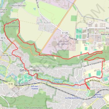 Trace GPS Randonnée marche nordique Bures, Saint Aubin Gif, itinéraire, parcours
