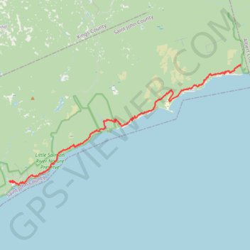 Trace GPS Fundy Footpath, itinéraire, parcours