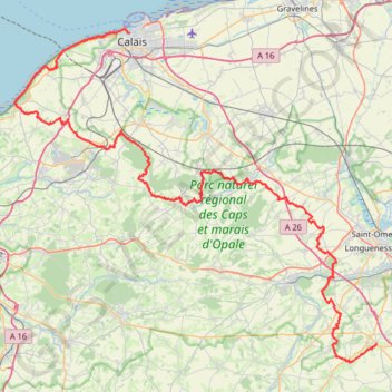Trace GPS Calais - Thérouanne, itinéraire, parcours
