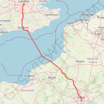 Trace GPS Paris - Londres à vélo, itinéraire, parcours