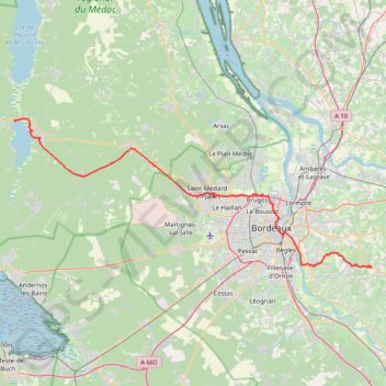Trace GPS Lacanau Créon, itinéraire, parcours
