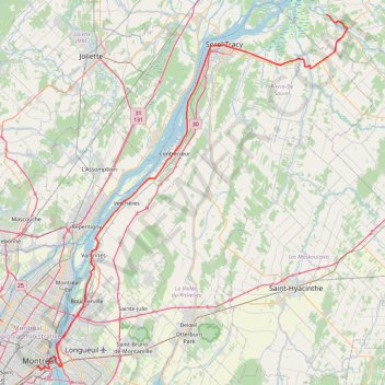 Trace GPS Pierreville - Leclercville, itinéraire, parcours