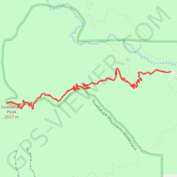 Trace GPS Guadalupe Peak, itinéraire, parcours