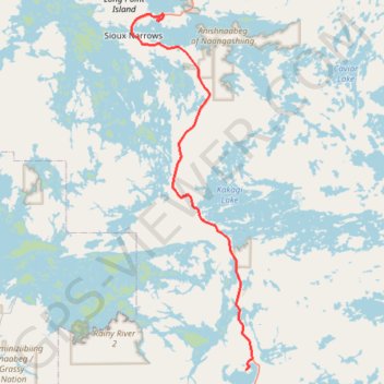 Trace GPS Sioux Narrows - Nestor Falls, itinéraire, parcours