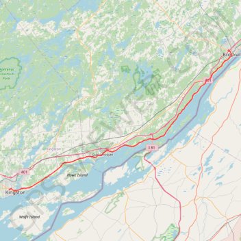 Trace GPS Kingstone - Brockville, itinéraire, parcours
