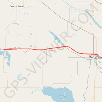Trace GPS Chaplin - Moose Jaw, itinéraire, parcours