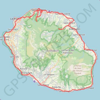 Trace GPS 🚶 Trace ,boucle du tour de La Réunion par La Montagne, itinéraire, parcours