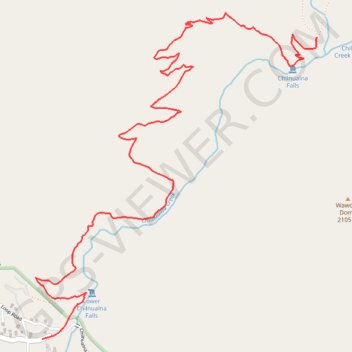 Trace GPS Chilnualna Falls, itinéraire, parcours