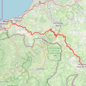Trace GPS Day 1 - Hendaye to St. Jean Pied de Port, itinéraire, parcours