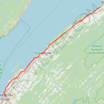 Trace GPS Rivière-du-Loup - Rimouski, itinéraire, parcours