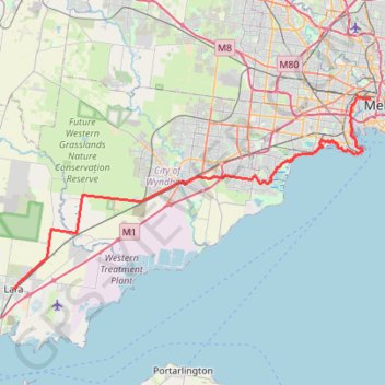 Trace GPS Melbourne - Lara, itinéraire, parcours