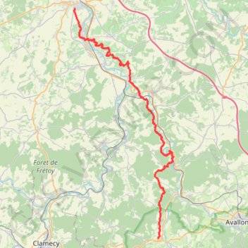 Trace GPS Auxerre - Vézelay, itinéraire, parcours