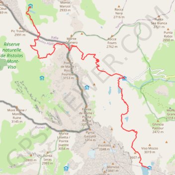 Trace GPS Refuge Quintino Sella - Refuge Granero, itinéraire, parcours