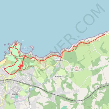 Trace GPS Cote basque Hendaye-retour, itinéraire, parcours