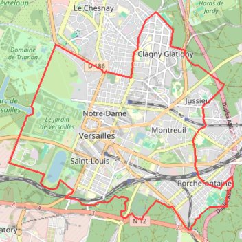 Trace GPS Versailles - Ceinture verte de Versailles, itinéraire, parcours