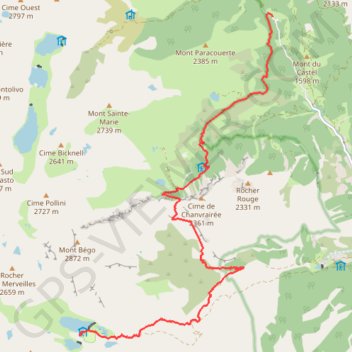 Trace GPS Refuge des Merveilles - Fontanalba - Castérino, itinéraire, parcours