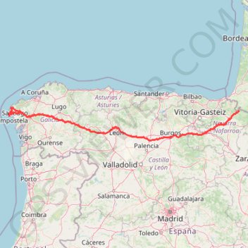 Trace GPS Compostelle a Velo - ESPAGNE, itinéraire, parcours