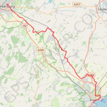 Trace GPS 1: Canterbury – Dover (Developed), itinéraire, parcours