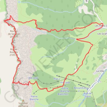 Trace GPS Traversée de Roche Rousse m depuis les Petits Deux - Gresse-en-Vercors, itinéraire, parcours