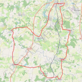 Trace GPS Bruz - Bourg-des-Comptes - Guichen - Guignen - Lassy, itinéraire, parcours