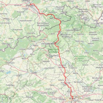Trace GPS Trasa z Prague (Praha) do Dresden Albertplatz, itinéraire, parcours