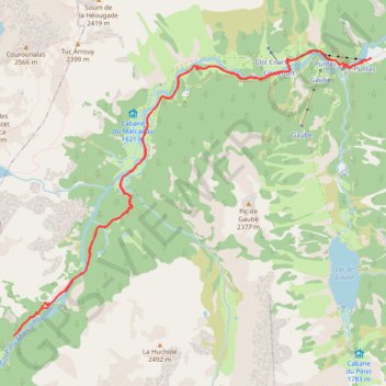 Trace GPS Pont d'Espagne vers Refuge Wallon, itinéraire, parcours