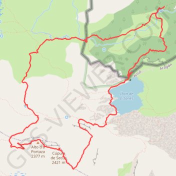 Trace GPS Pico Alto de la Portaza y Cupula de Secus desde Espelunguère, itinéraire, parcours